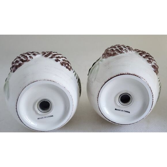 SALT & PEPPER-CREAMER-SUGAR BOWL-FLORIDA MARKETPLACE-Pine Cones Relief-4 Pieces - Picture 4 of 16